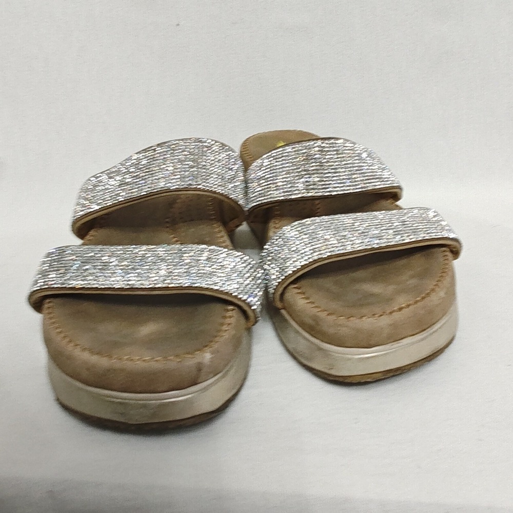 Volatile Sandals Tan Rhinestone Double Strap Platform Wedge Size‎ 7 - Picture 3 of 10